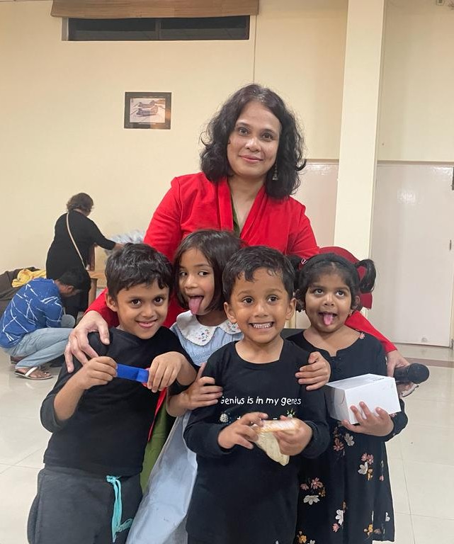 Teacher with young kids