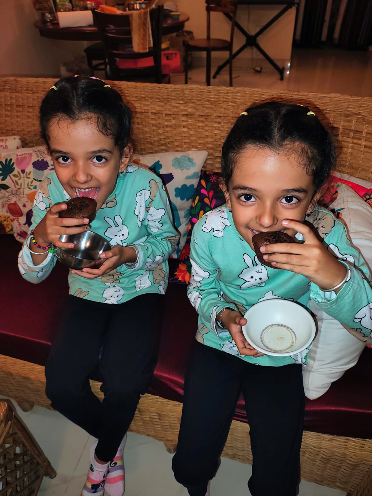 Enjoying baked treats